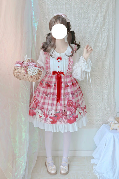 Robe Lolita ours fraise, jupe à bretelles JSK, Design Original