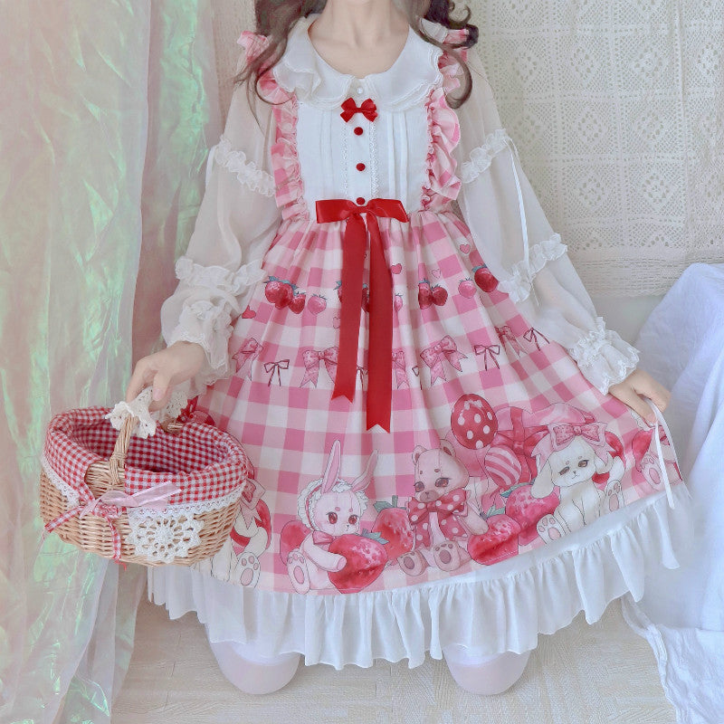 Original Design Strawberry Bear Lolita Dress JSK Suspender Skirt