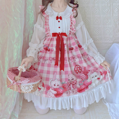 Robe Lolita ours fraise, jupe à bretelles JSK, Design Original