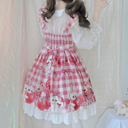 Robe Lolita ours fraise, jupe à bretelles JSK, Design Original