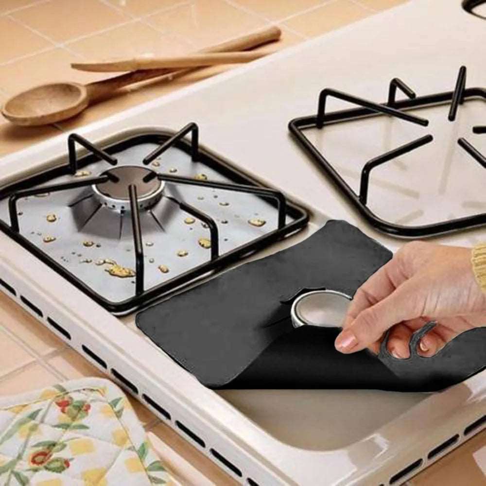 1/2/4pcs Stove Protector Cover Liner Non-Stick Aluminum Foil Dishwasher Safe Protective Foil Kitchen Accessories - Jaazi Intl