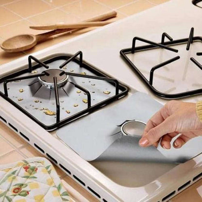 1/2/4pcs Stove Protector Cover Liner Non-Stick Aluminum Foil Dishwasher Safe Protective Foil Kitchen Accessories - Jaazi Intl