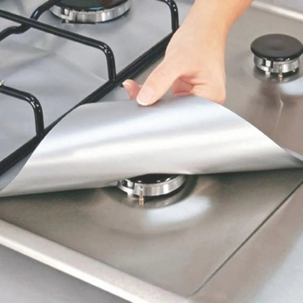 1/2/4pcs Stove Protector Cover Liner Non-Stick Aluminum Foil Dishwasher Safe Protective Foil Kitchen Accessories - Jaazi Intl