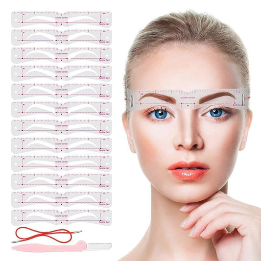 12Styles Reusable DIY Eyebrow Stencil Set - Jaazi Intl