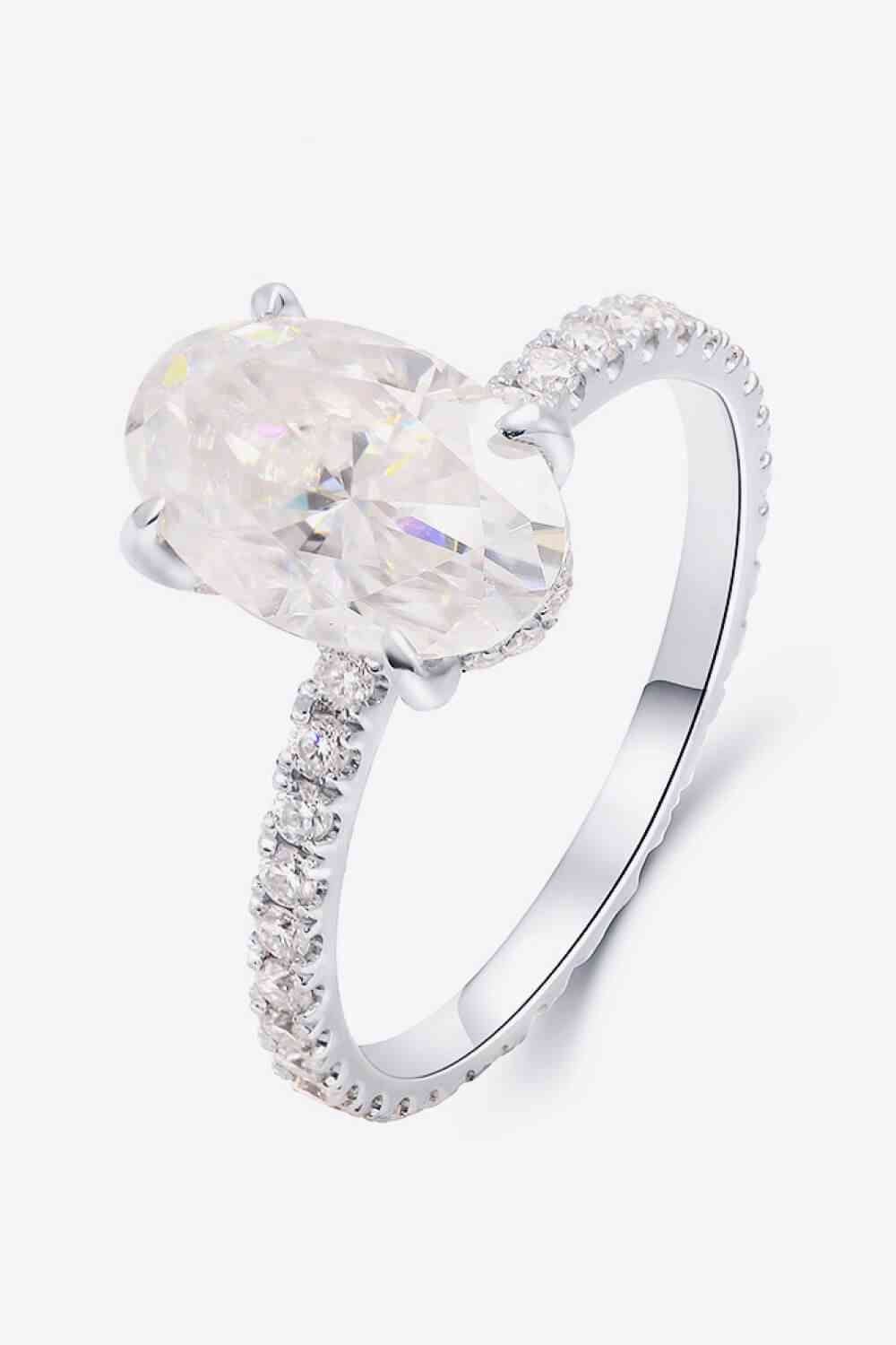 14K White Gold 2.5 Carat Moissanite 4-Prong Ring - Jaazi Intl