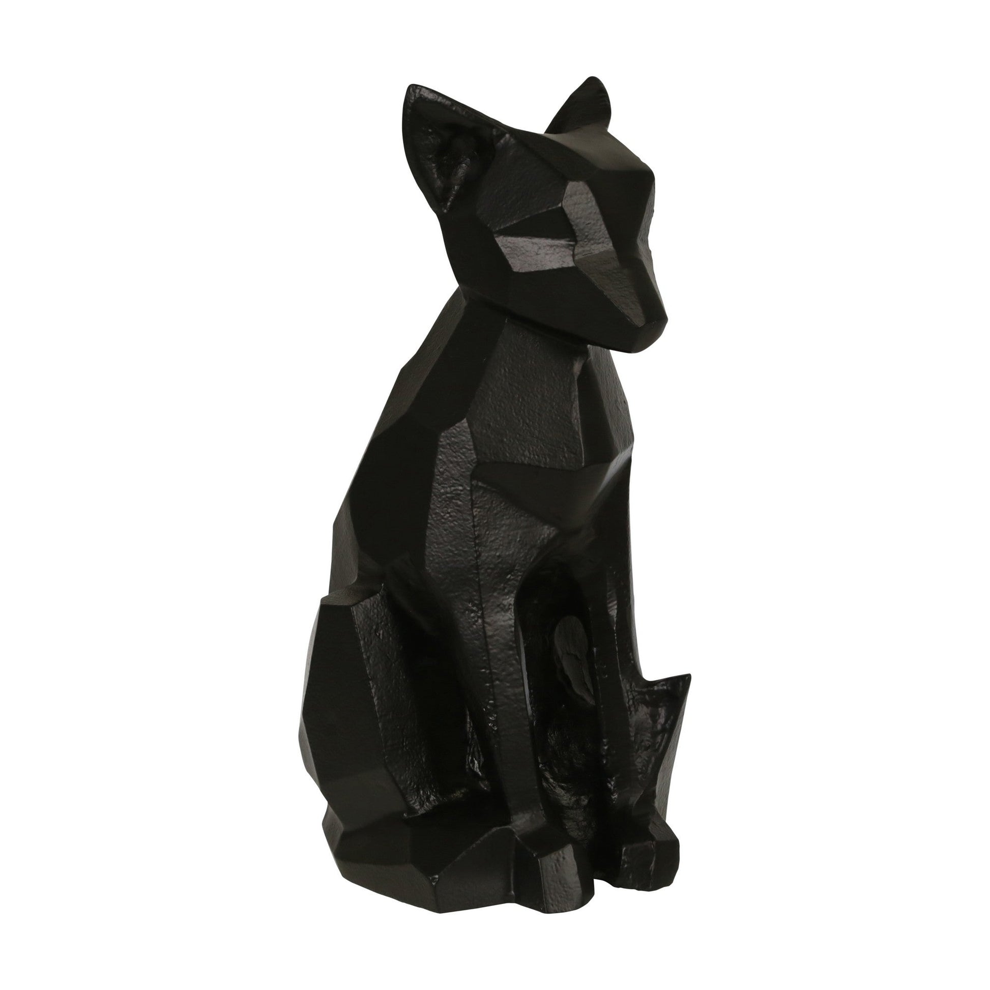 15 Inches Faceted Metal Frame Dog Figurine, Black - Jaazi Intl