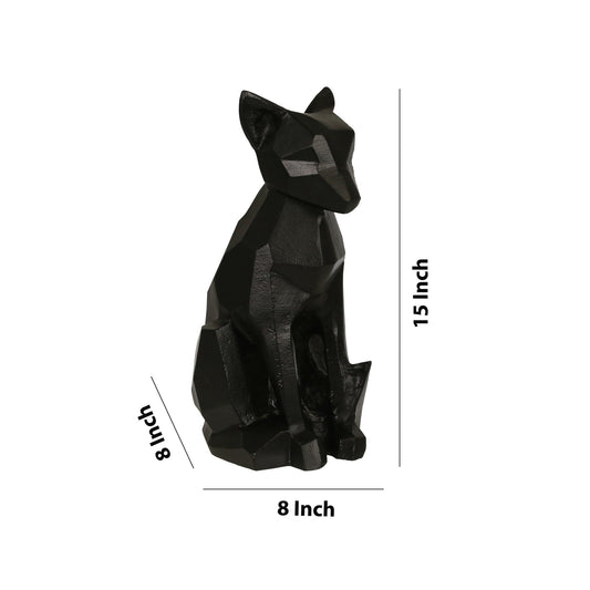 15 Inches Faceted Metal Frame Dog Figurine, Black - Jaazi Intl