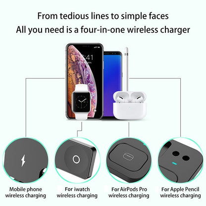 15W Fast Charge 4 In 1 QI Wireless Charger Dock Station For iPhone 11 12 Pro MAX Apple Watch Airpods Pro Charging Stand - Jaazi Intl