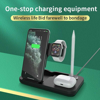 15W Fast Charge 4 In 1 QI Wireless Charger Dock Station For iPhone 11 12 Pro MAX Apple Watch Airpods Pro Charging Stand - Jaazi Intl