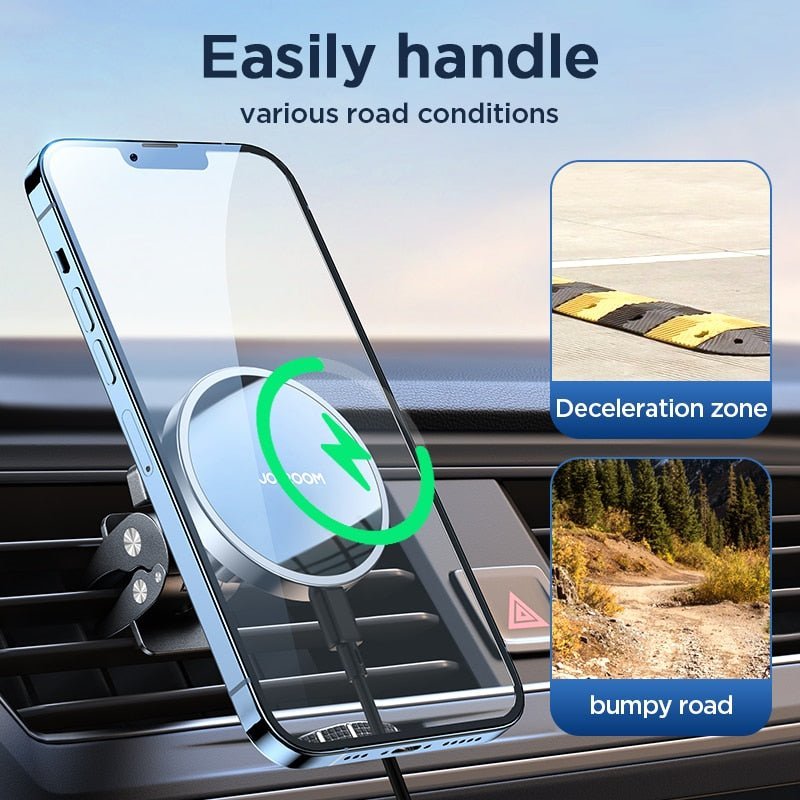 15W Qi Magnetic Car Phone Holder Wireless Charger - Jaazi Intl