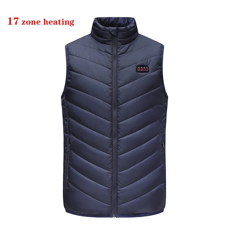 17 Areas Heated Vest Men Women Electric Heating Vest Usb Heated Jacket Heated Vest Bodywarmer Heated Down Jacket Winter - Jaazi Intl