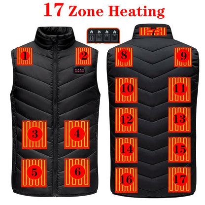 17 Areas Heated Vest Men Women Electric Heating Vest Usb Heated Jacket Heated Vest Bodywarmer Heated Down Jacket Winter - Jaazi Intl