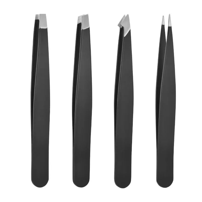 1pc Black Eyebrow Tweezers Stainless Steel Eyebrow Clip False Eyelashes Hair Removal Eyebrow Trimmer Makeup Cosmetic Tool - Jaazi Intl