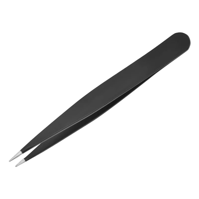 1pc Black Eyebrow Tweezers Stainless Steel Eyebrow Clip False Eyelashes Hair Removal Eyebrow Trimmer Makeup Cosmetic Tool - Jaazi Intl