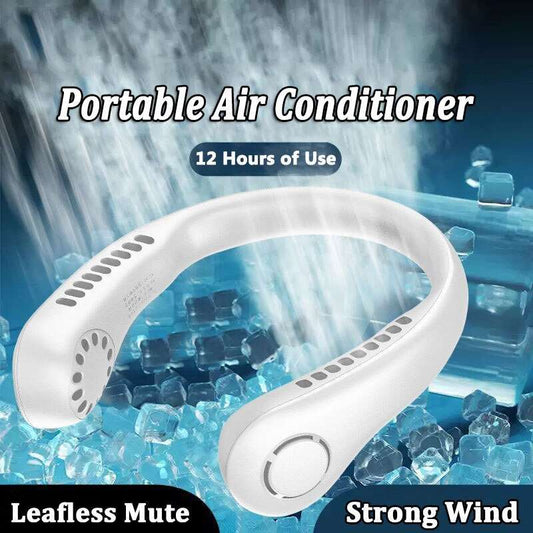 1PC Fan 1200mAh New Mini Neck Portable No Bladeless Hanging Neck Rechargeable Air Cooler 3 Speed Mini Summer Sport Fan - Jaazi Intl