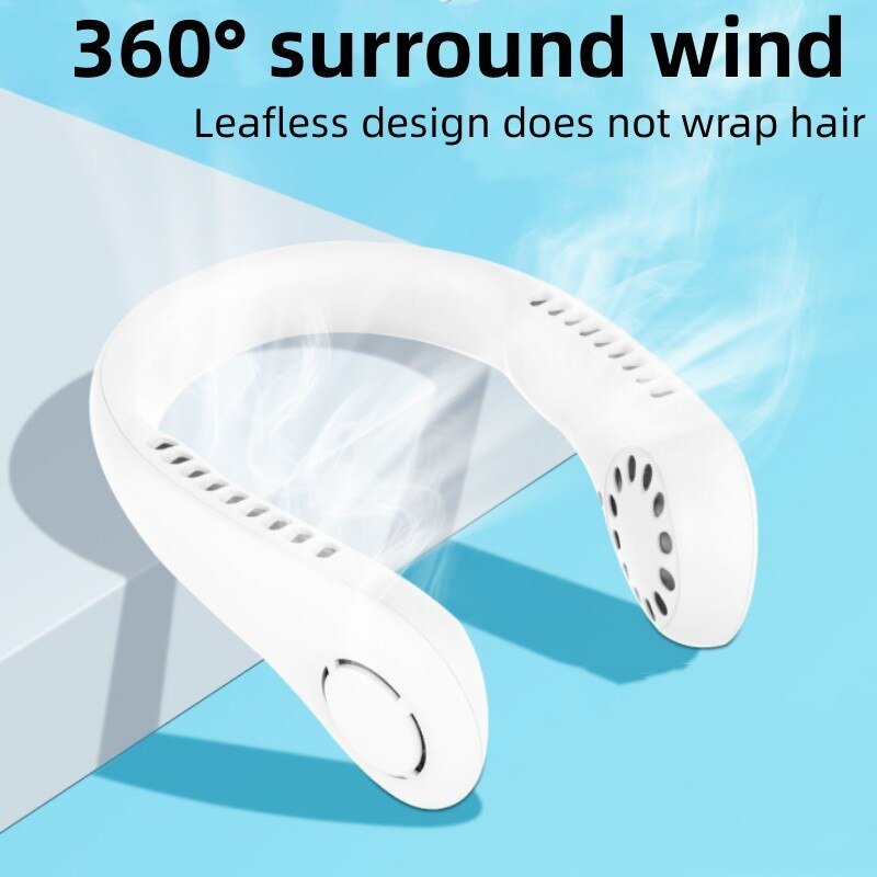 1PC Fan 1200mAh New Mini Neck Portable No Bladeless Hanging Neck Rechargeable Air Cooler 3 Speed Mini Summer Sport Fan - Jaazi Intl