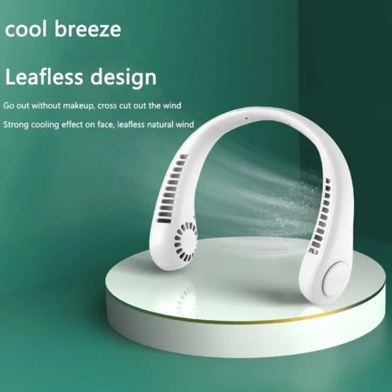 1PC Fan 1200mAh New Mini Neck Portable No Bladeless Hanging Neck Rechargeable Air Cooler 3 Speed Mini Summer Sport Fan - Jaazi Intl