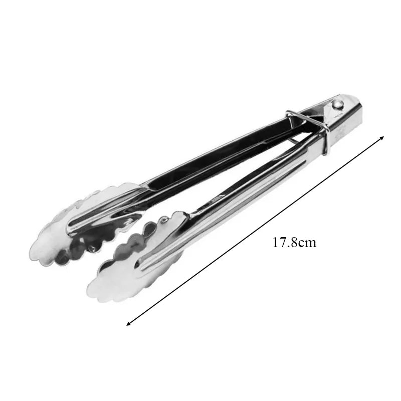 1pcs Stainless Steel Salad Tongs BBQ Kitchen Cooking Food Serving Utensil Tong Kitchen Accessories Tools Restaurant Food Folder - Jaazi Intl