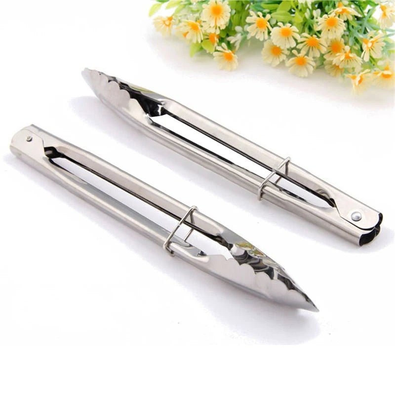 1pcs Stainless Steel Salad Tongs BBQ Kitchen Cooking Food Serving Utensil Tong Kitchen Accessories Tools Restaurant Food Folder - Jaazi Intl