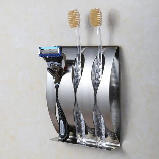 1Pcs Stainless Steel Wall Mount Toothbrush Holder 3/2 Hook Self-Adhesive Tooth Brush Organizer Box Bathroom Accessories - Jaazi Intl