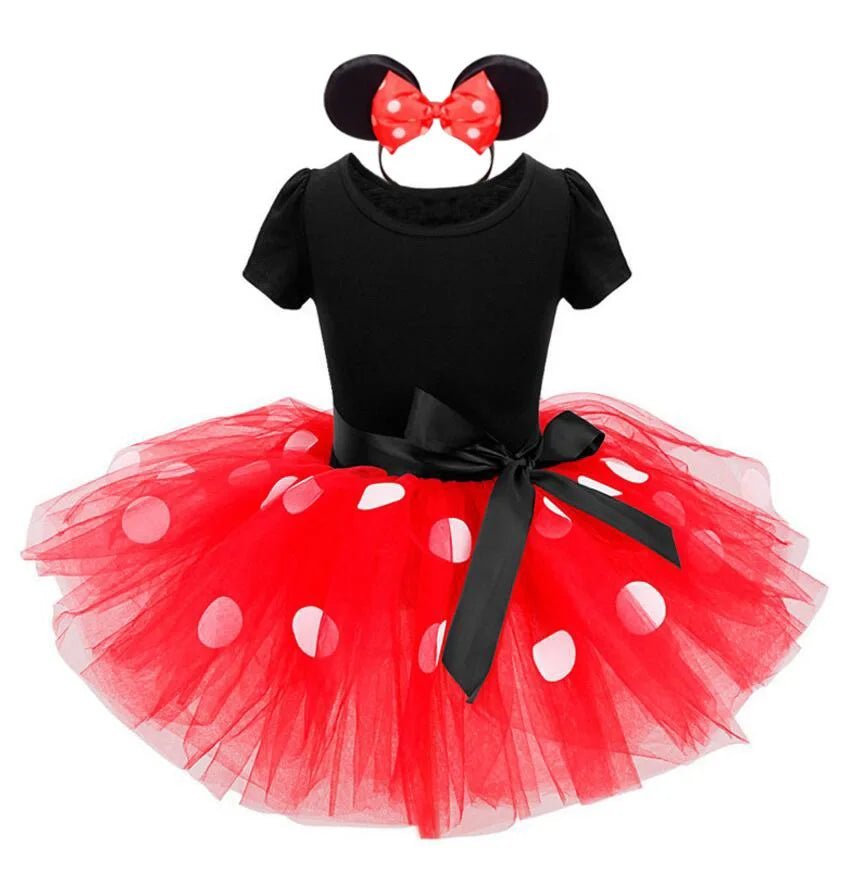 2-7Y New Summer Girl Dress Christmas Mouse Dress For Girls Printed Party Dress For Children Kids Polka Dot Baby Girl Clothes - Jaazi Intl