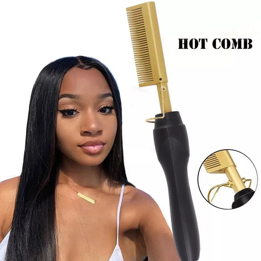 2 in 1 Electric Hot Heating Comb Hair Straightener Curler Wet Dry Hair Iron Straightening Brush Hair Styling Tool - Jaazi Intl