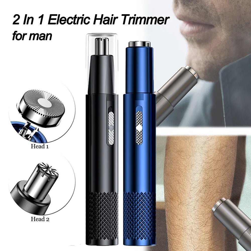 2 In 1 Electric Nose Hair Trimmer for Men Rechargeable Nose Hair Clippers Portable Ear Hair Removal Multi-kinetic Shaving Tools - Jaazi Intl