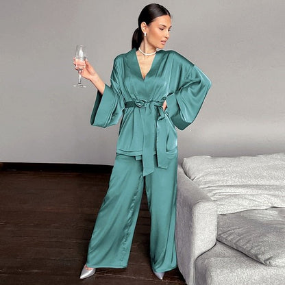 2 Piece Set Satin Sleepwear - Jaazi Intl