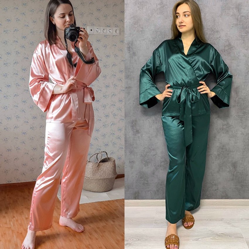 2 Piece Set Satin Sleepwear - Jaazi Intl