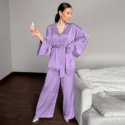 2 Piece Set Satin Sleepwear - Jaazi Intl