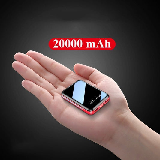 20000mAh Mini Power Bank Portable Charger Mirror Screen LED Digital Display Powerbank External Battery Pack Power Bank Powerbank - Jaazi Intl