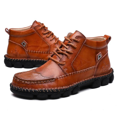 2019 New Autumn Winter Cow Split Leather Men Boots Comfortable Motorcycle Boots Men Footwear Rubber Ankle Boots Men's Shoes - Jaazi Intl