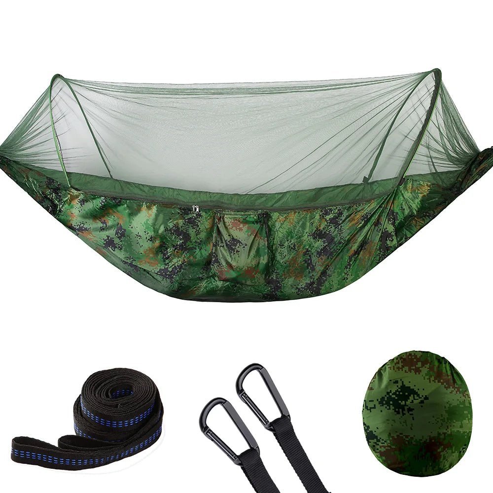 2023 Camping Hammock with Mosquito Net Pop-Up Light Portable Outdoor Parachute Hammocks Swing Sleeping Hammock Camping Stuff - Jaazi Intl