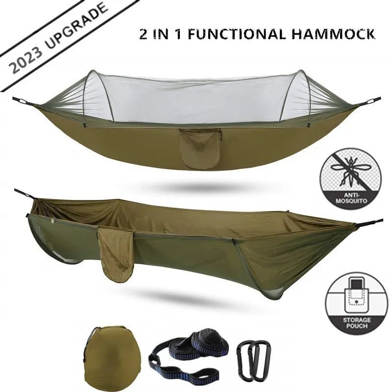 2023 Camping Hammock with Mosquito Net Pop-Up Light Portable Outdoor Parachute Hammocks Swing Sleeping Hammock Camping Stuff - Jaazi Intl