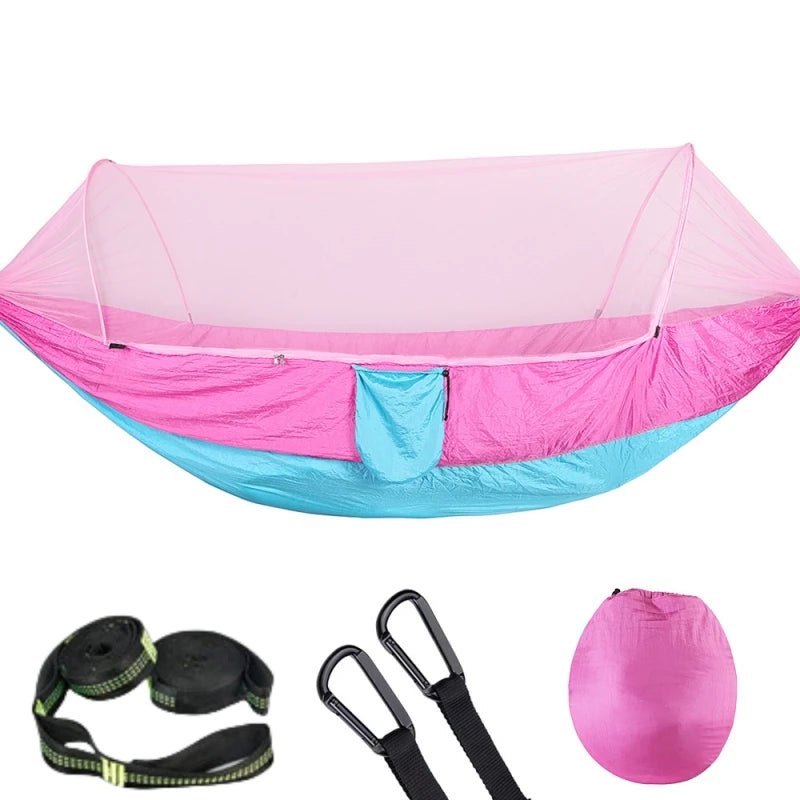 2023 Camping Hammock with Mosquito Net Pop-Up Light Portable Outdoor Parachute Hammocks Swing Sleeping Hammock Camping Stuff - Jaazi Intl