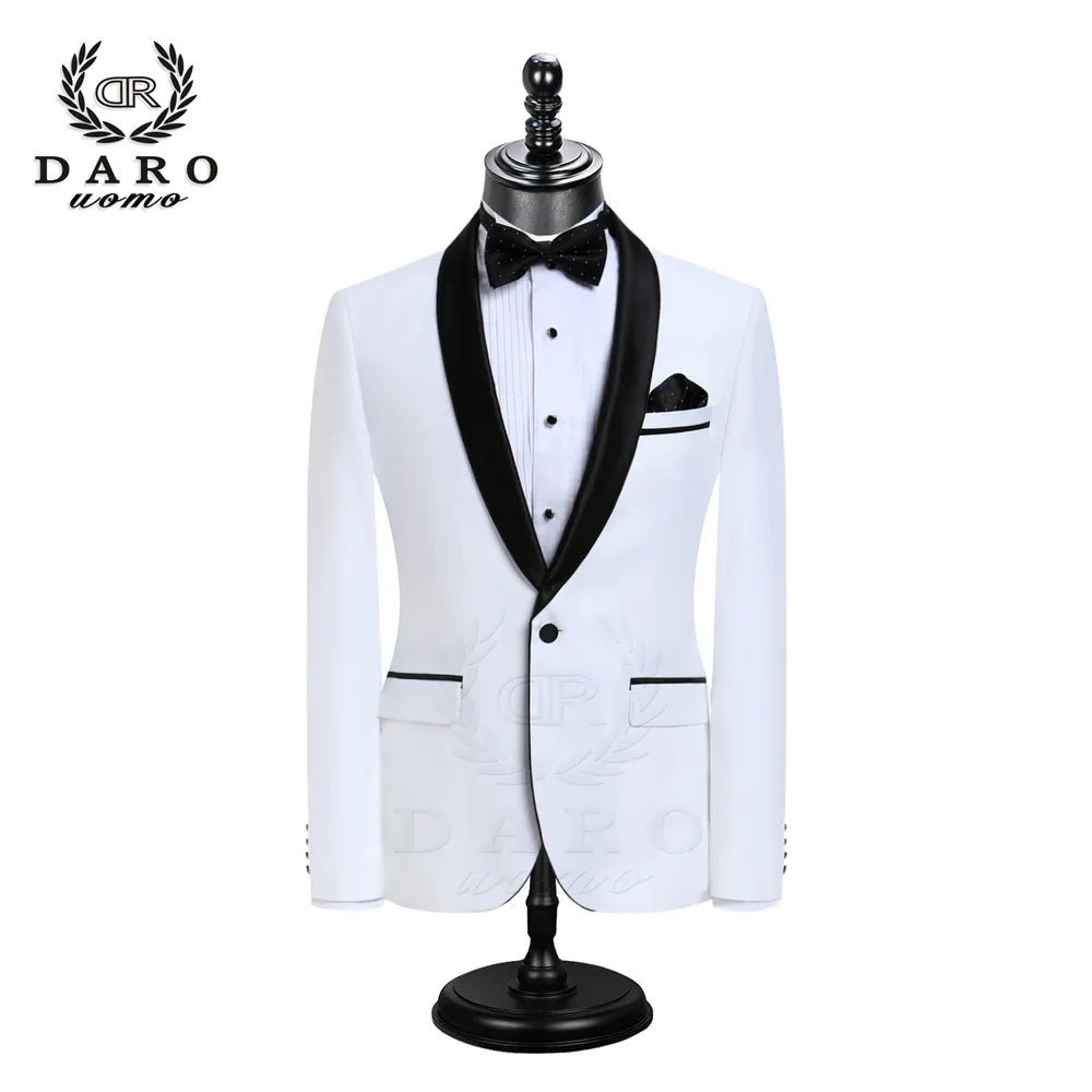 2023 DR DARO UOMO Men Suit Wedding Groom Tuxedo Blazer Slim Fit White Black Blue Dress Tailored DR8858