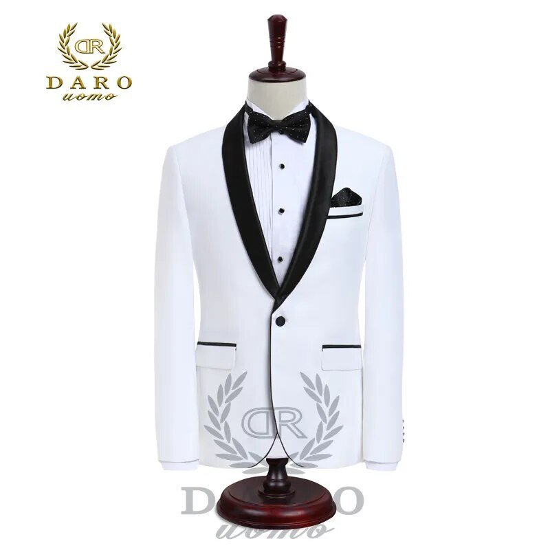 2023 DR DARO UOMO Men Suit Wedding Groom Tuxedo Blazer Slim Fit White Black Blue Dress Tailored DR8858