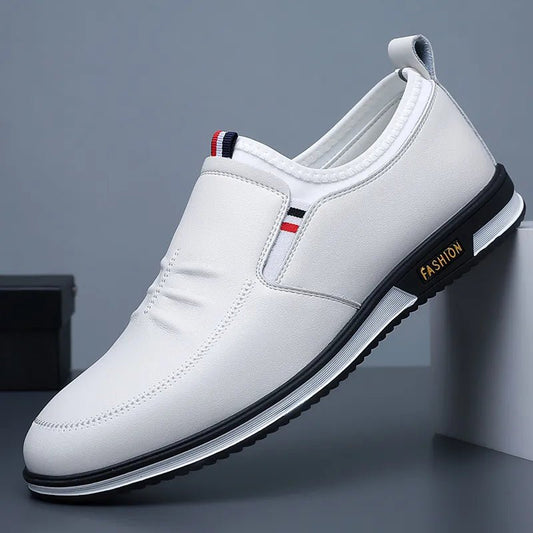 2023 Spring Autumn soft bottom men casual shoes black white leather shoes fashion loafers Business Formal Single Shoes Sneakers - Jaazi Intl