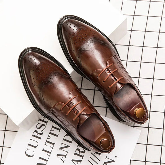 2023 Spring Gentleman Oxfords Leather Shoes Luxury Goods Men Shoes Fashion Casual Pointed Toe Formal Business Male Wedding Dress - Jaazi Intl