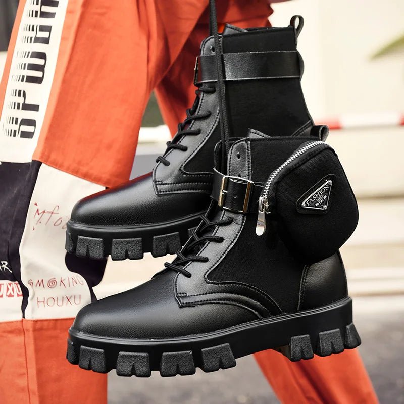 2023 Thick Sole White Men's Boots Winter High Top Pocket Shoes Men Platform Boots Retro Trendy Streetwear Superstar Men Footwear - Jaazi Intl