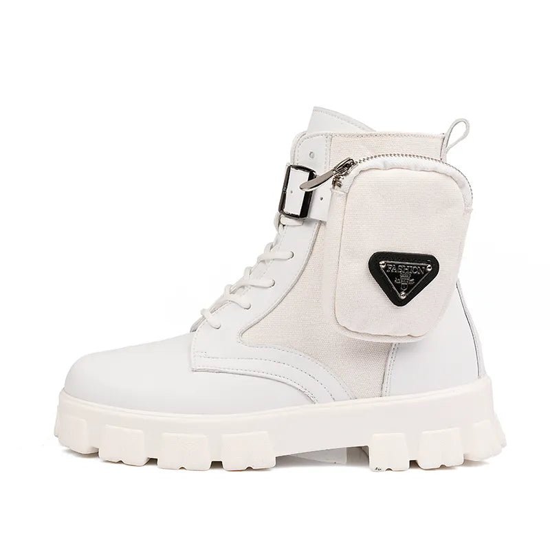 2023 Thick Sole White Men's Boots Winter High Top Pocket Shoes Men Platform Boots Retro Trendy Streetwear Superstar Men Footwear - Jaazi Intl