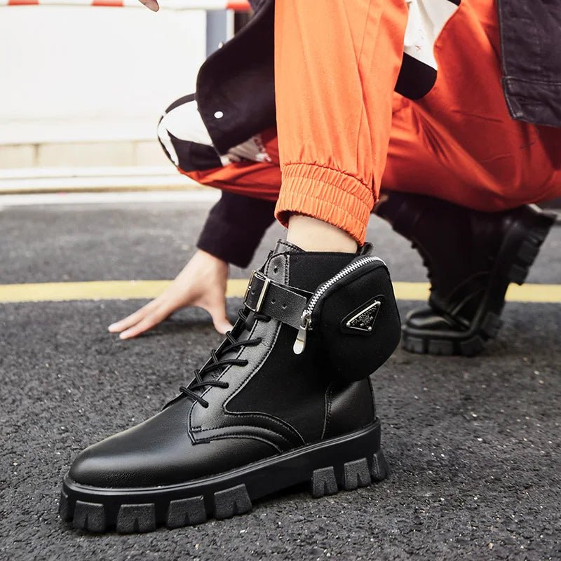 2023 Thick Sole White Men's Boots Winter High Top Pocket Shoes Men Platform Boots Retro Trendy Streetwear Superstar Men Footwear - Jaazi Intl