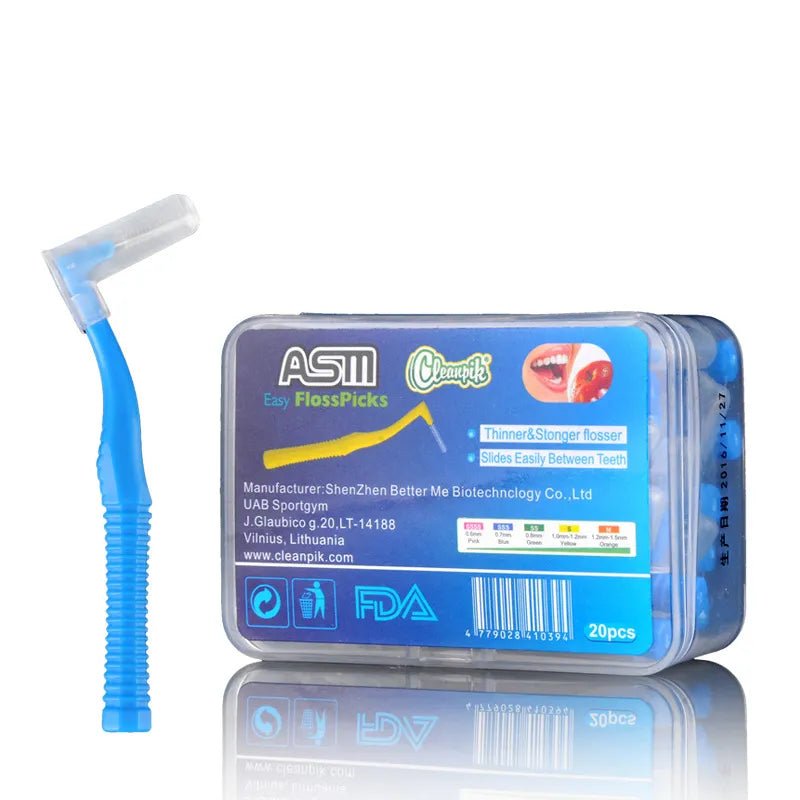 20Pcs/box L Shape Push-Pull Interdental Brush Orthodontic Toothpick Teeth Whitening Tooth Pick ToothBrush Oral Hygiene Care - Jaazi Intl