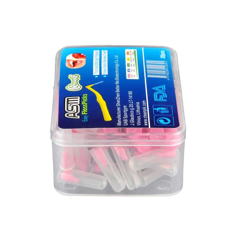 20Pcs/box L Shape Push-Pull Interdental Brush Orthodontic Toothpick Teeth Whitening Tooth Pick ToothBrush Oral Hygiene Care - Jaazi Intl