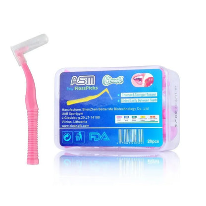 20Pcs/box L Shape Push-Pull Interdental Brush Orthodontic Toothpick Teeth Whitening Tooth Pick ToothBrush Oral Hygiene Care - Jaazi Intl