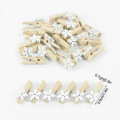 20Pcs/Lot Christmas Tree Elk Goves Wood Clips Snowflake Mini Wooden Clothes Photo Frame Paper Peg Pin Clothespin Craft Clips - Jaazi Intl