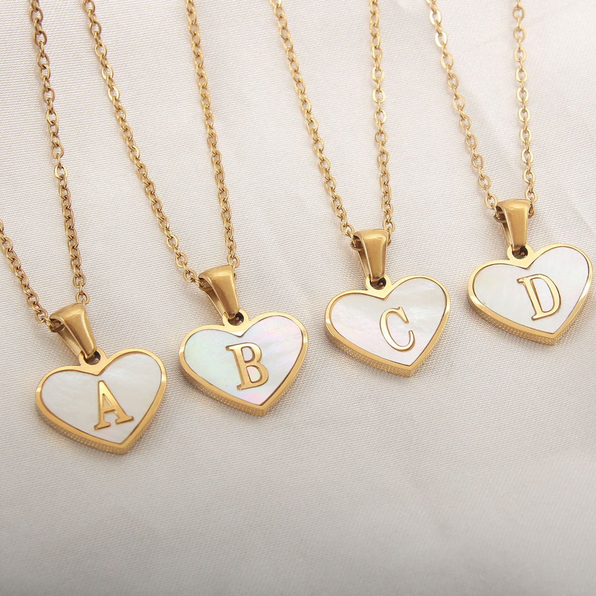 26 Letter Heart-shaped Necklace White Shell Love Clavicle Chain Fashion Personalized Necklace For Women Jewelry Valentine's Day - Jaazi Intl