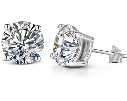 2CT Moissanite Stud Earrings - 925 Silver - Jaazi Intl