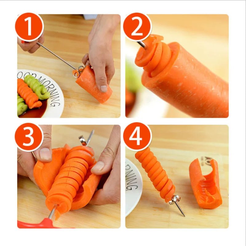 2X Spiral Knife Potato Carrot Cucumber Chopper Easy Spiral Screw Cutter Spiralizer kitchen Accessories Gadgets - Jaazi Intl