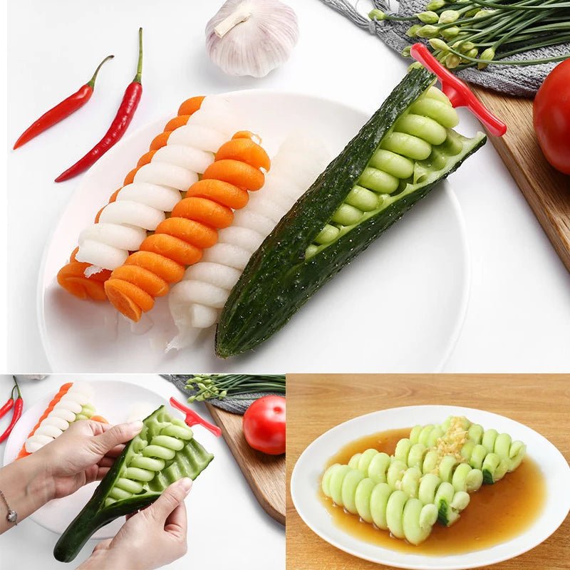 2X Spiral Knife Potato Carrot Cucumber Chopper Easy Spiral Screw Cutter Spiralizer kitchen Accessories Gadgets - Jaazi Intl